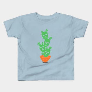 Cactus Tree Bowl Human Faces Kids T-Shirt